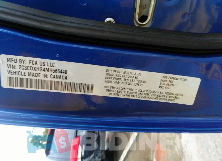 2C3CDXHG4MH566440 Photo# 9