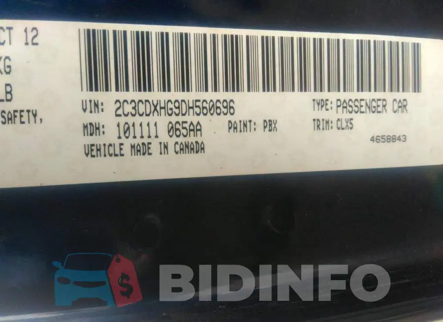 2C3CDXHG9DH560696 Photo# 9