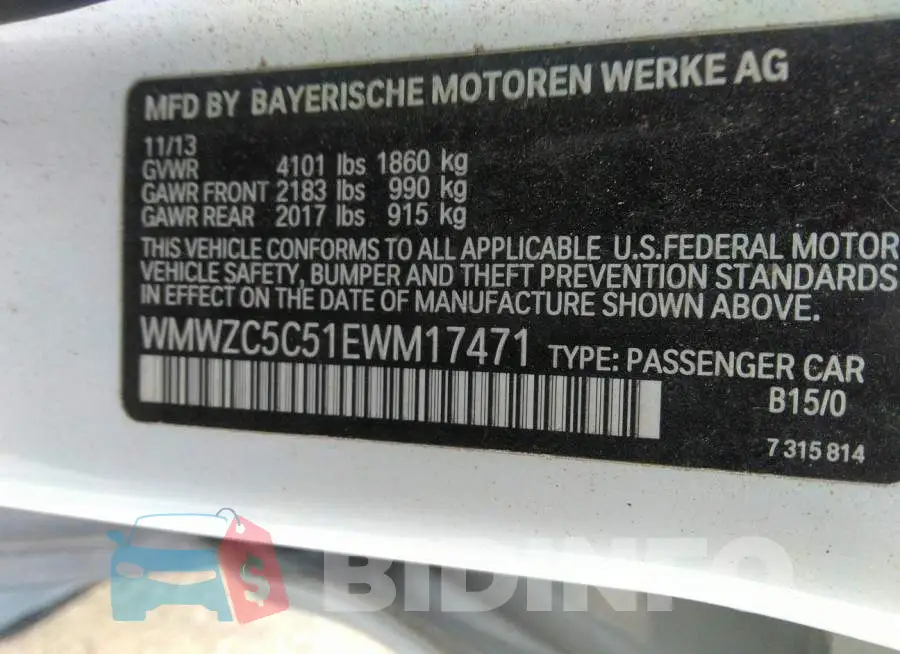 WMWZC5C51EWM17471 Photo# 9