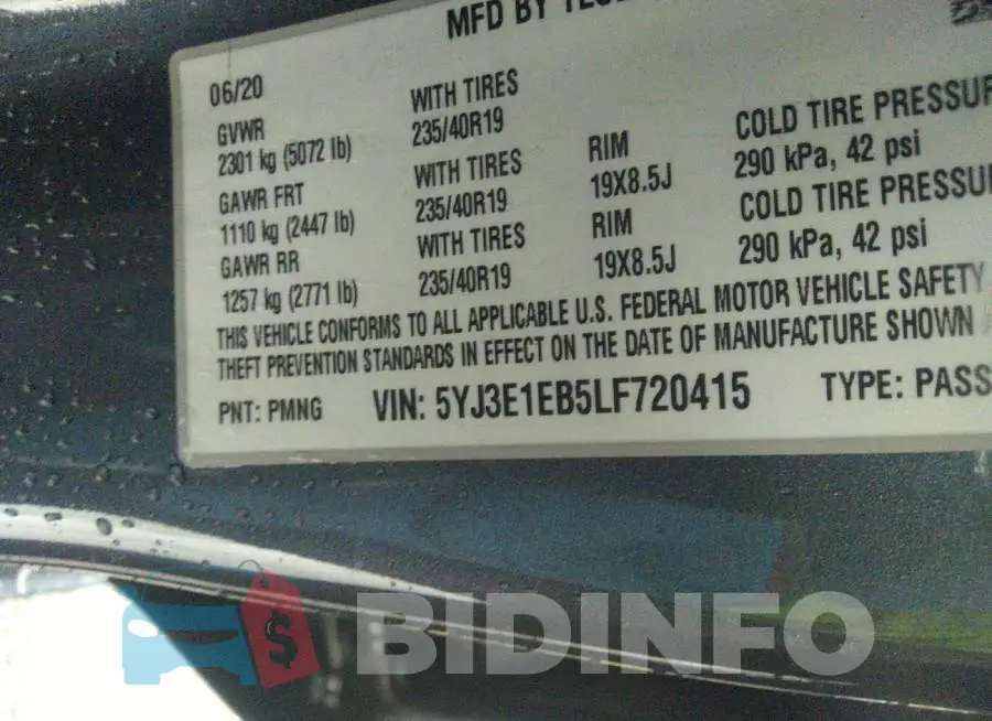 5YJ3E1EB5LF720415 Photo# 9