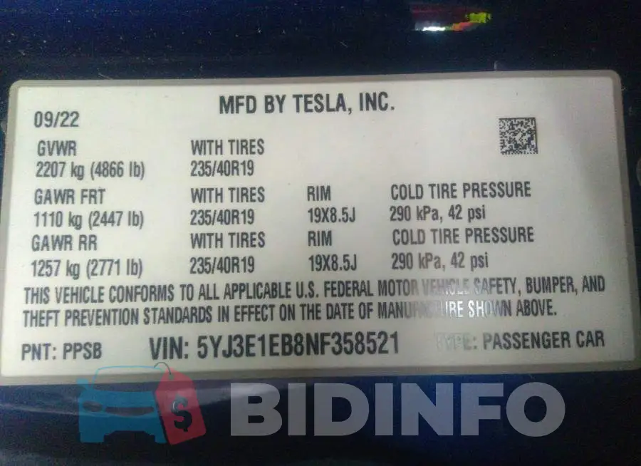 5YJ3E1EB8NF358521 Photo# 9