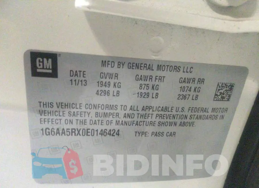 1G6AA5RX0E0146424 Photo# 9