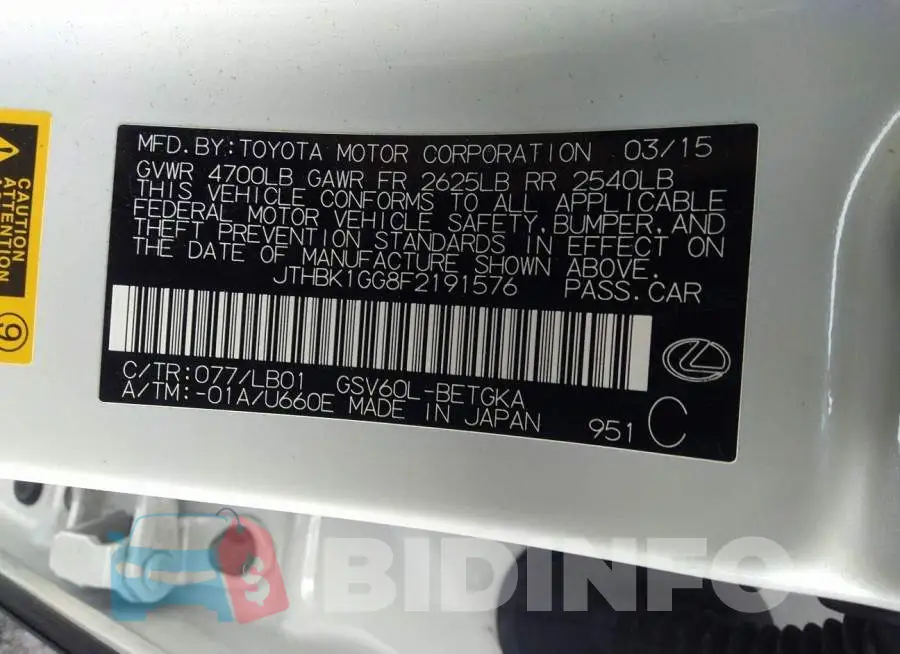 JTHBK1GG8F2191576 Photo# 9