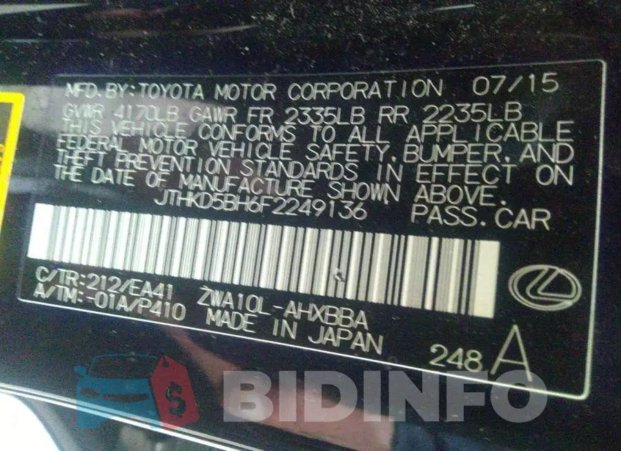 JTHKD5BH6F2249136 Photo# 9