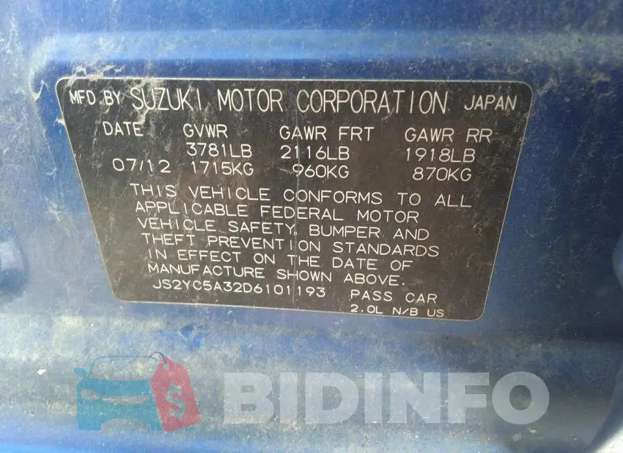 JS2YC5A32D6101193 Photo# 9