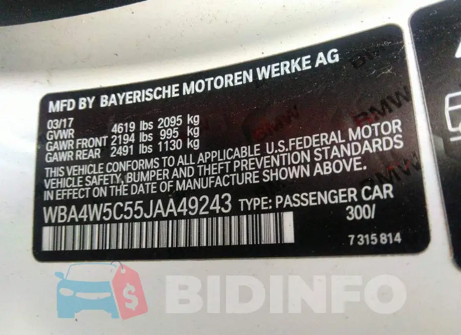 WBA4W5C55JAA49243 Photo# 9