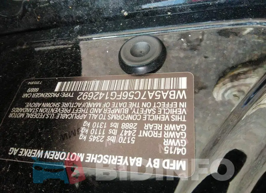 WBA5A7C56FG142692 Photo# 9