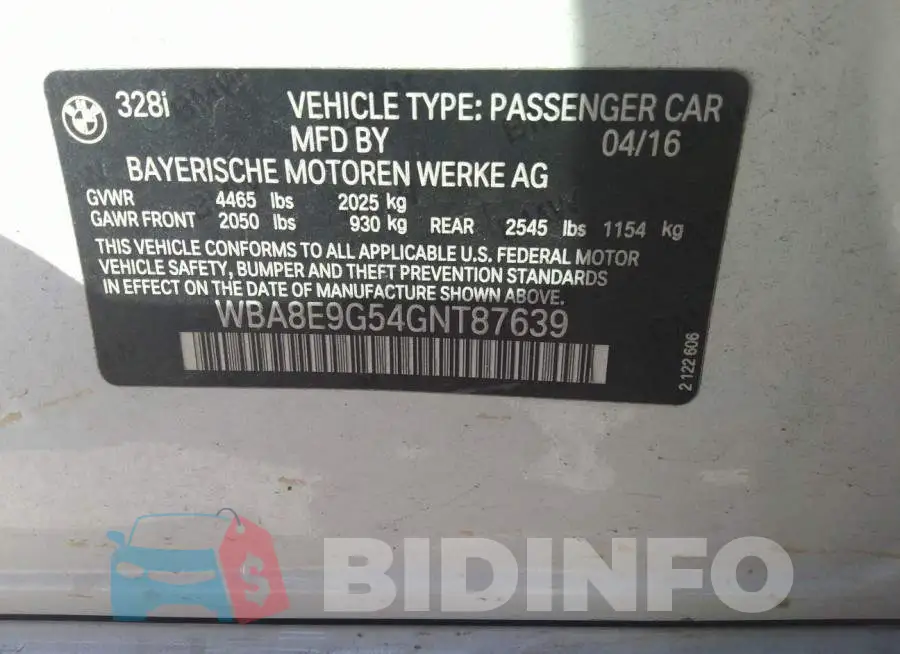 WBA8E9G54GNT87639 Photo# 8