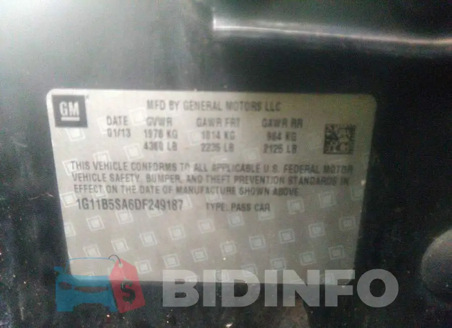 1G11B5SA6DF249187 Photo# 9