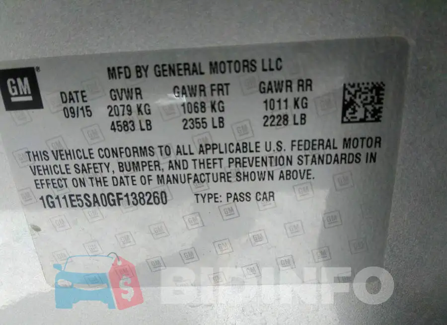 1G11E5SA0GF138260 Photo# 9