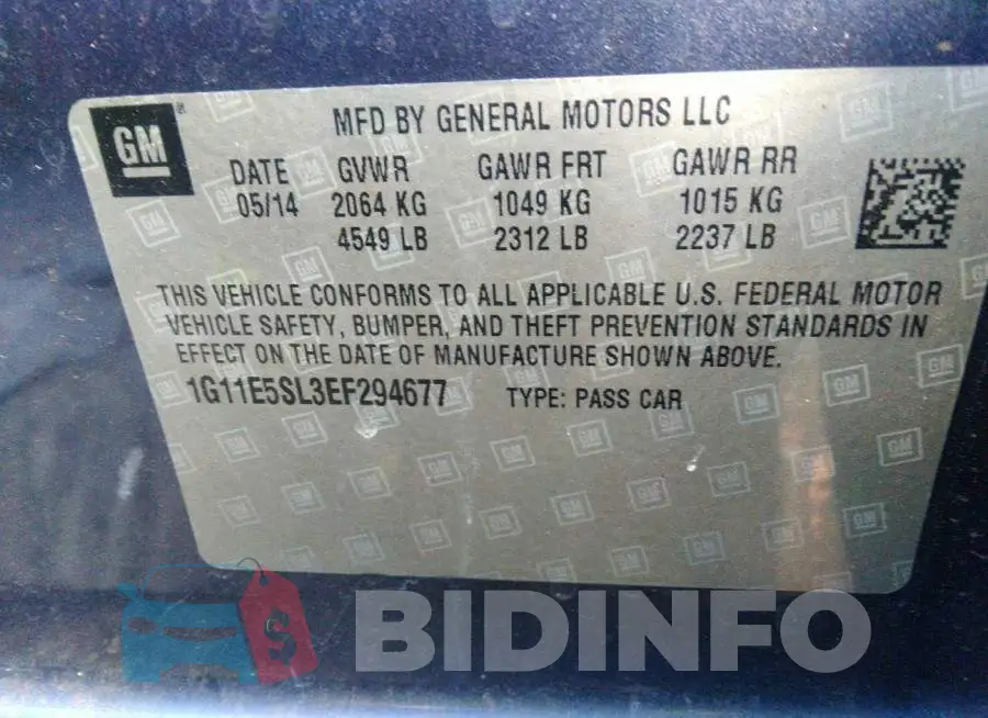 1G11E5SL3EF294677 Photo# 9