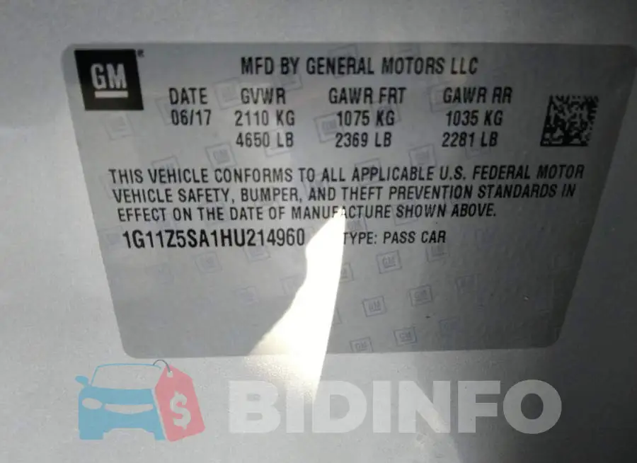 1G11Z5SA1HU214960 Photo# 9