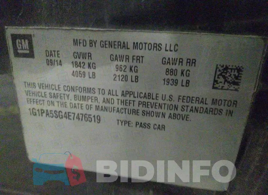 1G1PA5SG4E7476519 Photo# 9
