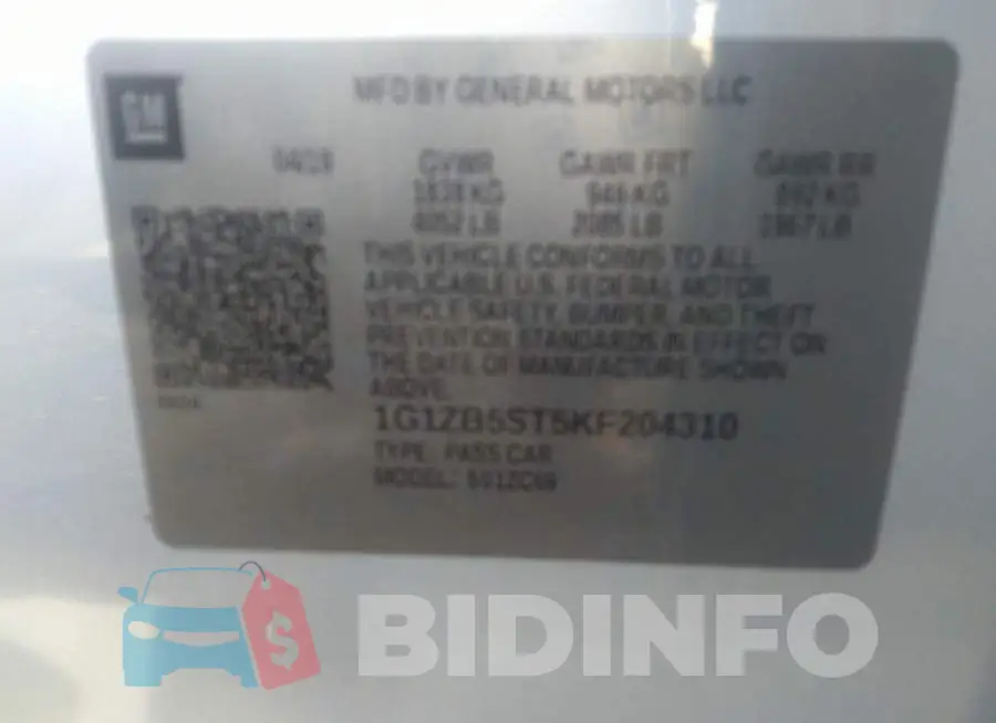 1G1ZB5ST5KF204310 Photo# 9