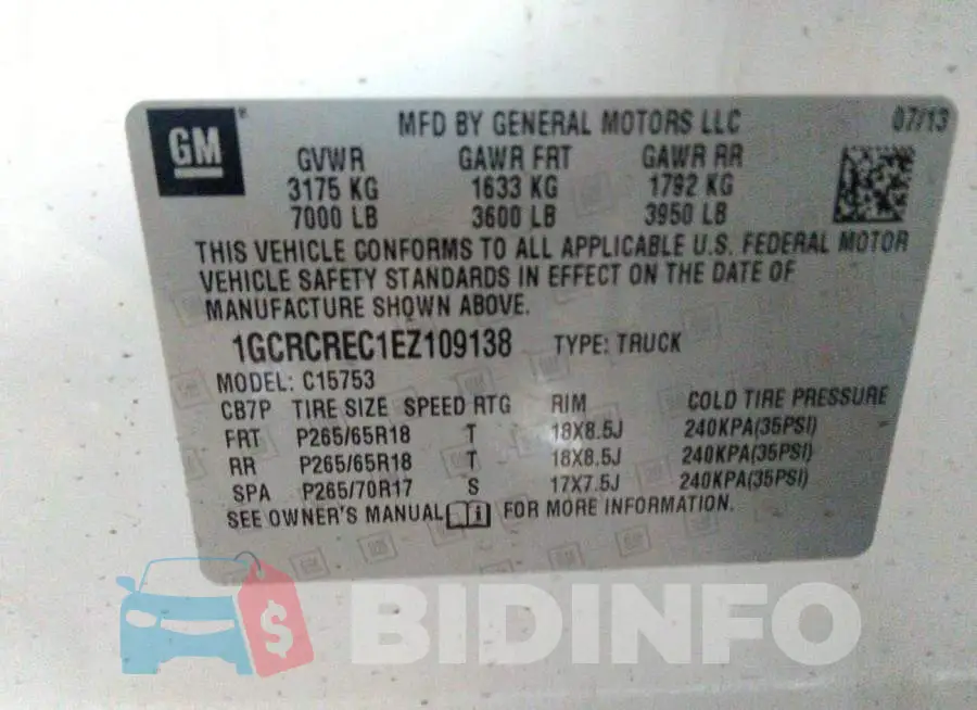 1GCRCREC1EZ109138 Photo# 9