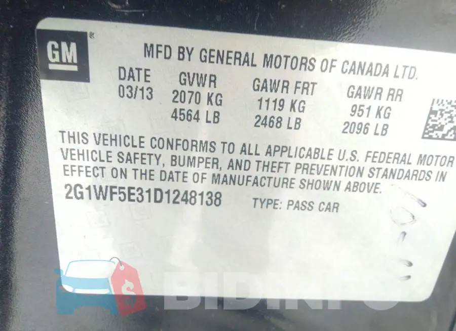 2G1WF5E31D1248138 Photo# 9