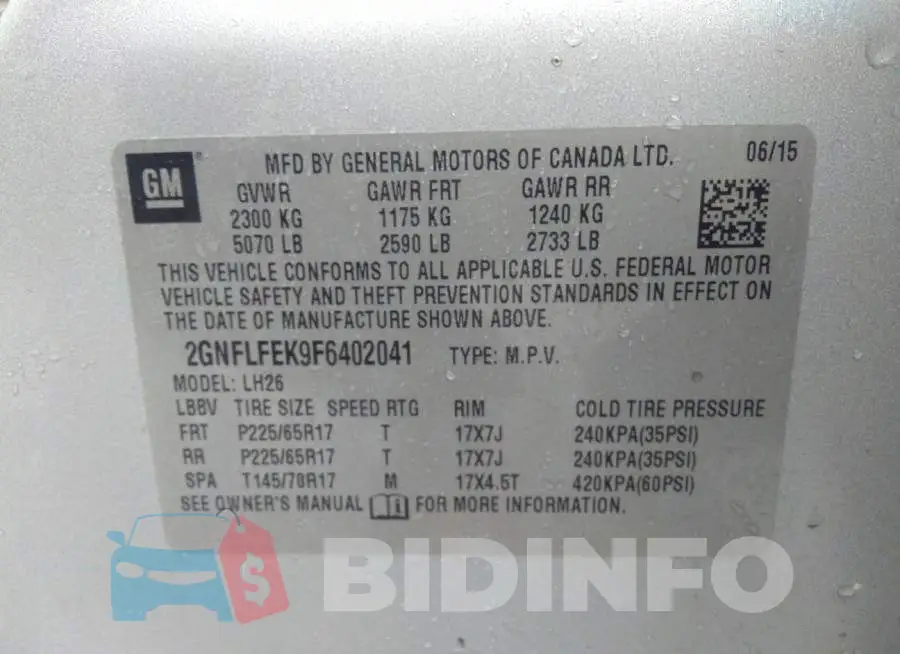 2GNFLFEK9F6402041 Photo# 9