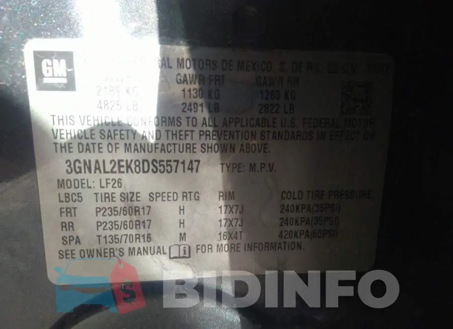 3GNAL2EK8DS557147 Photo# 9
