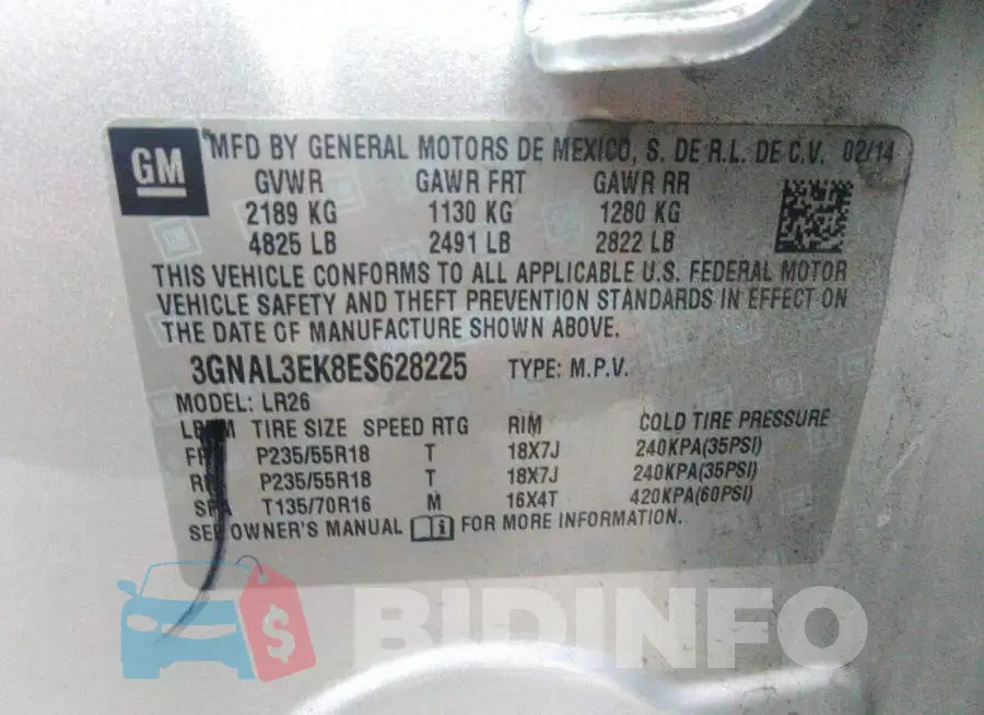 3GNAL3EK8ES628225 Photo# 9