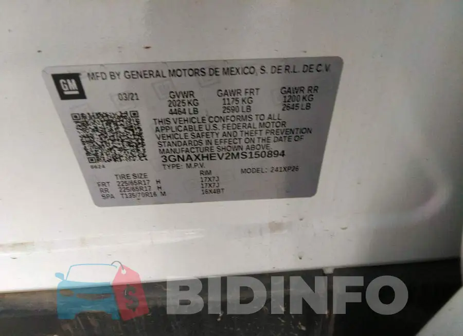 3GNAXHEV2MS150894 Photo# 9