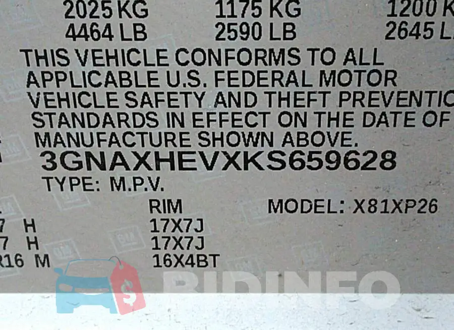3GNAXHEVXKS659628 Photo# 9