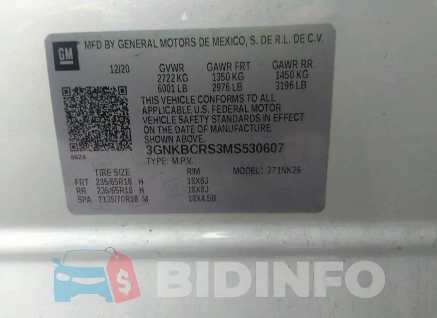 3GNKBCRS3MS530607 Photo# 9