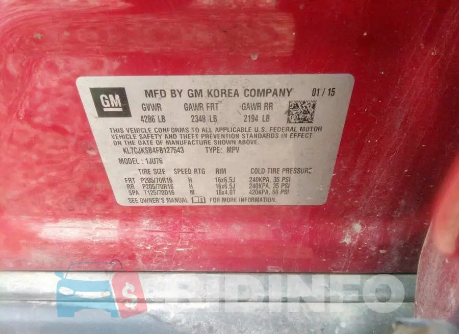 KL7CJKSB4FB127543 Photo# 9