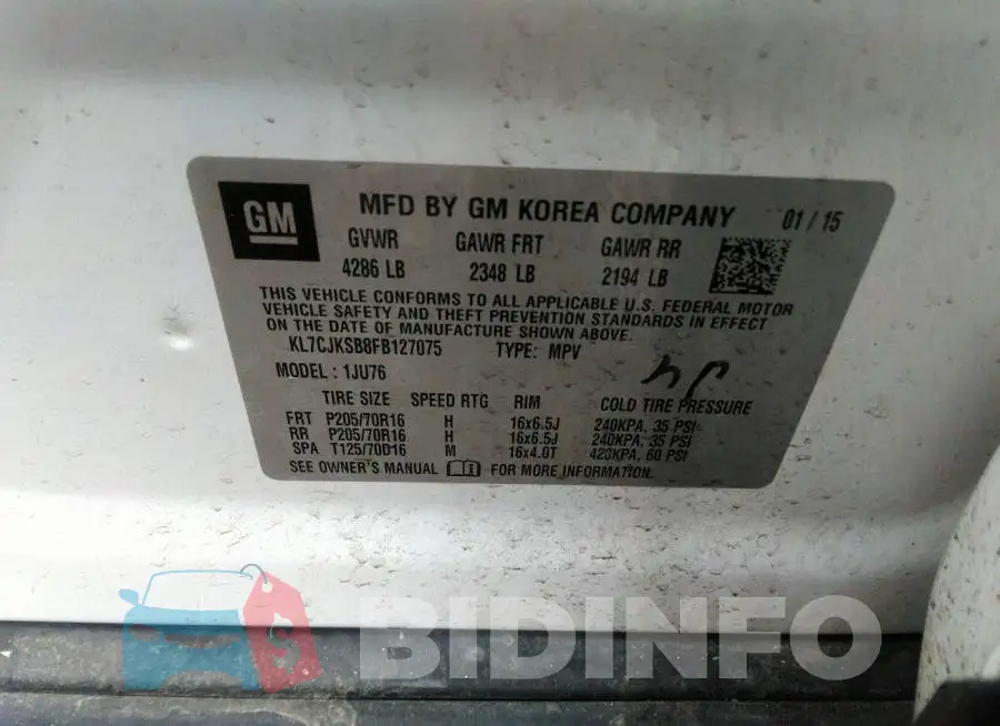 KL7CJKSB8FB127075 Photo# 9