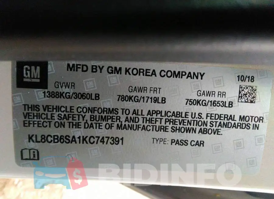 KL8CB6SA1KC747391 Photo# 9
