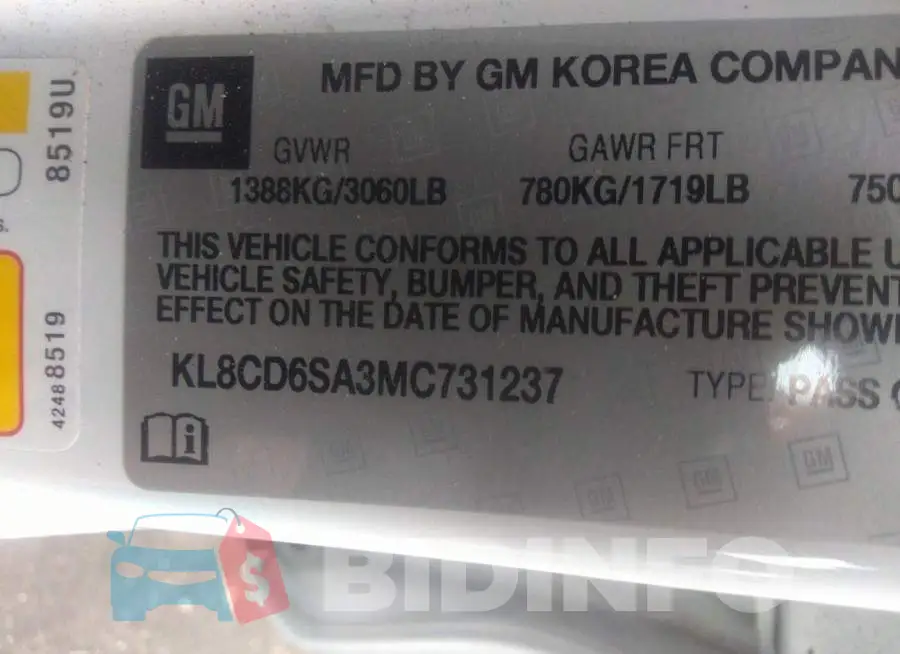 KL8CD6SA3MC731237 Photo# 9