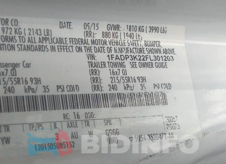 1FADP3K22FL301203 Photo# 9