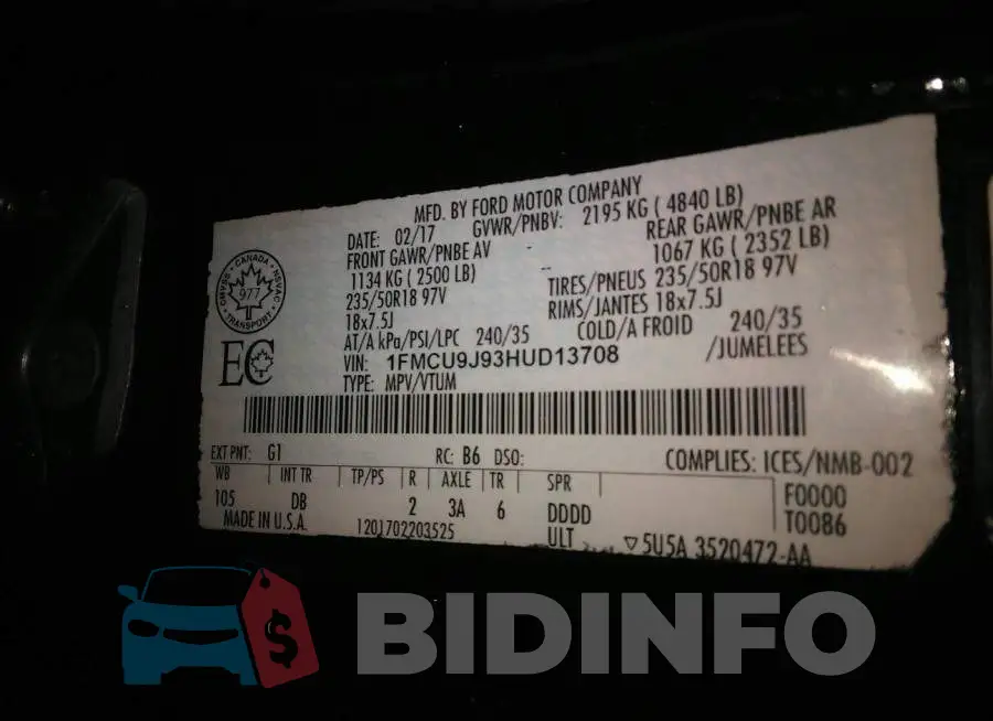 1FMCU9J93HUD13708 Photo# 9