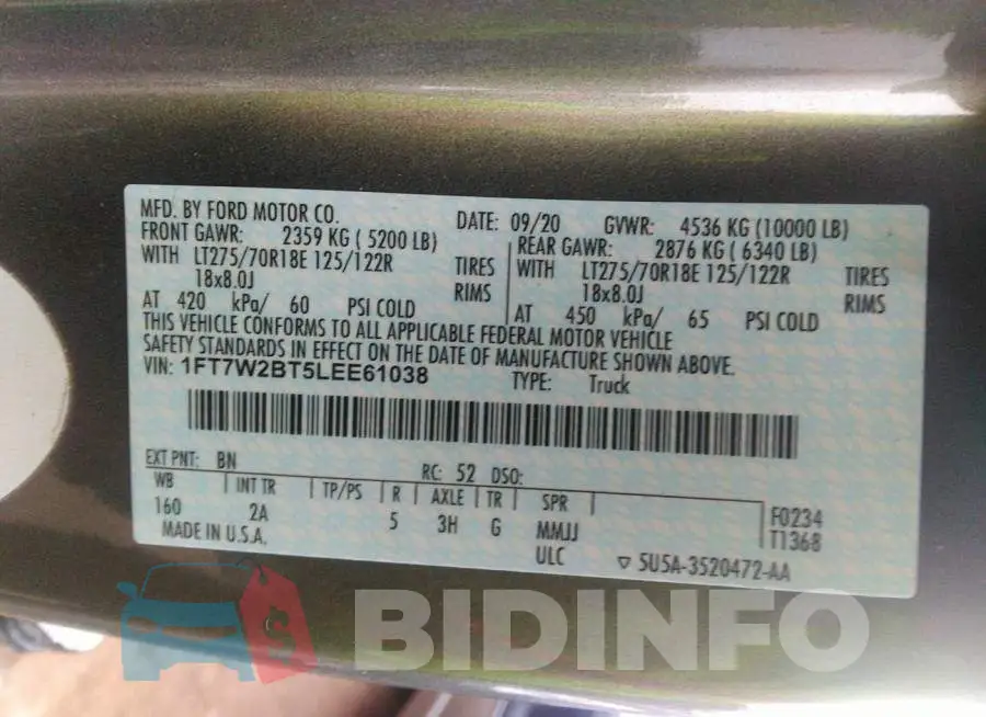 1FT7W2BT5LEE61038 Photo# 9
