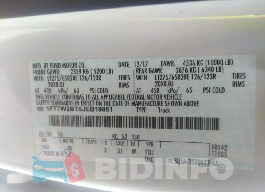 1FT7W2BT6JEB18851 Photo# 9