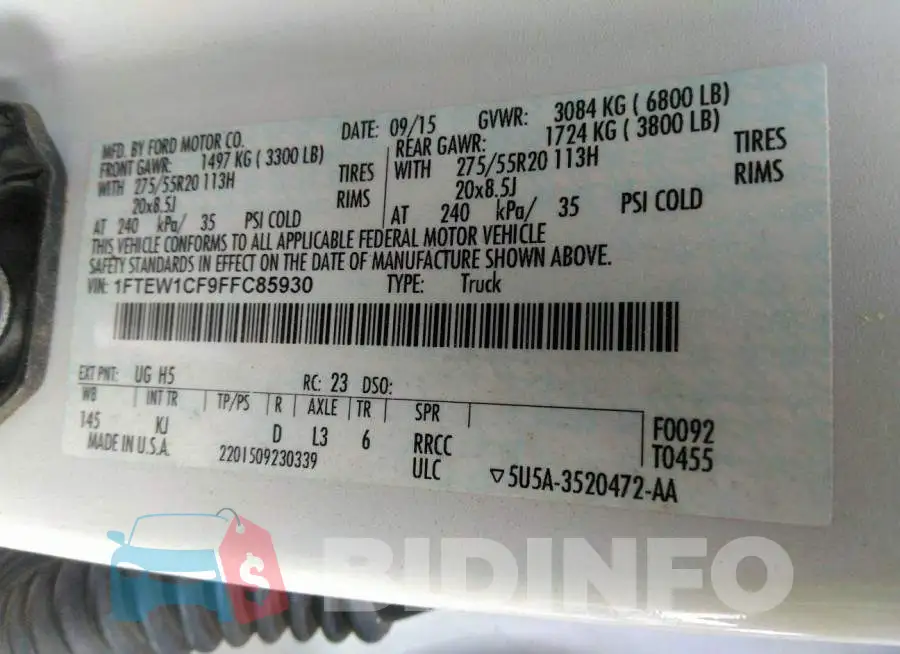 1FTEW1CF9FFC85930 Photo# 9