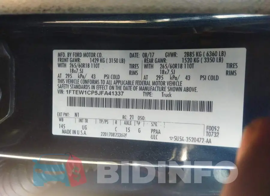 1FTEW1CP5JFA41337 Photo# 9