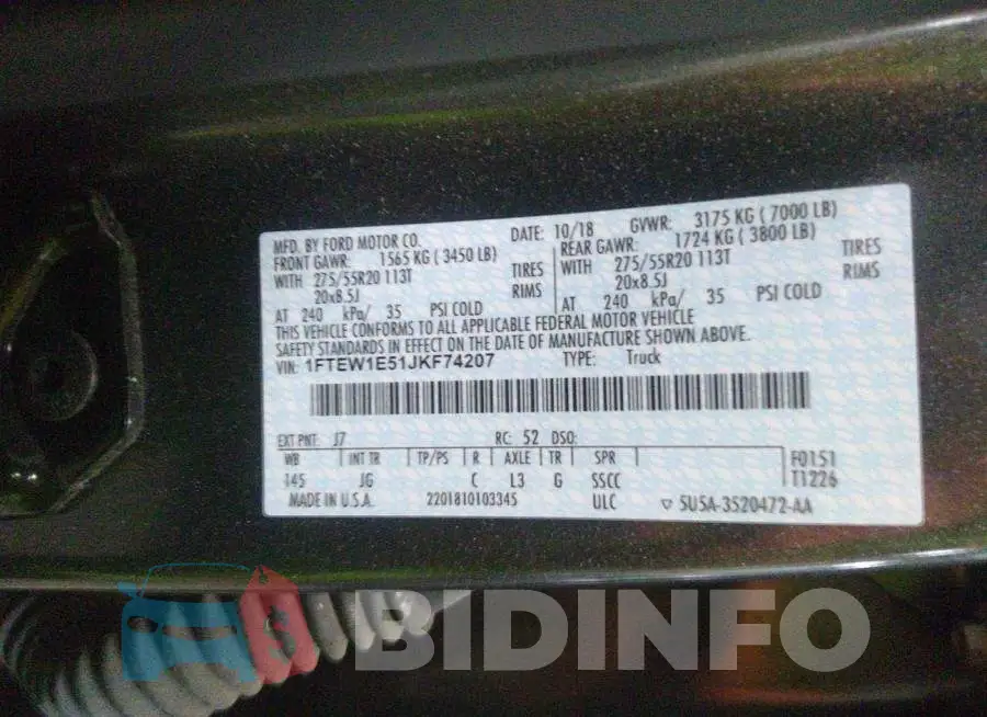 1FTEW1E51JKF74207 Photo# 9