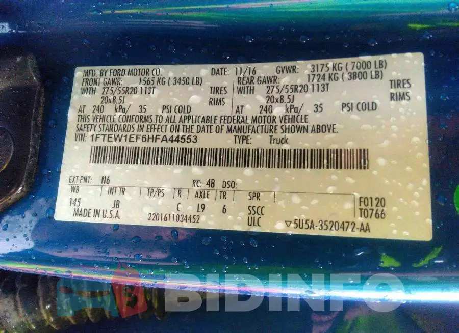 1FTEW1EF6HFA44553 Photo# 8