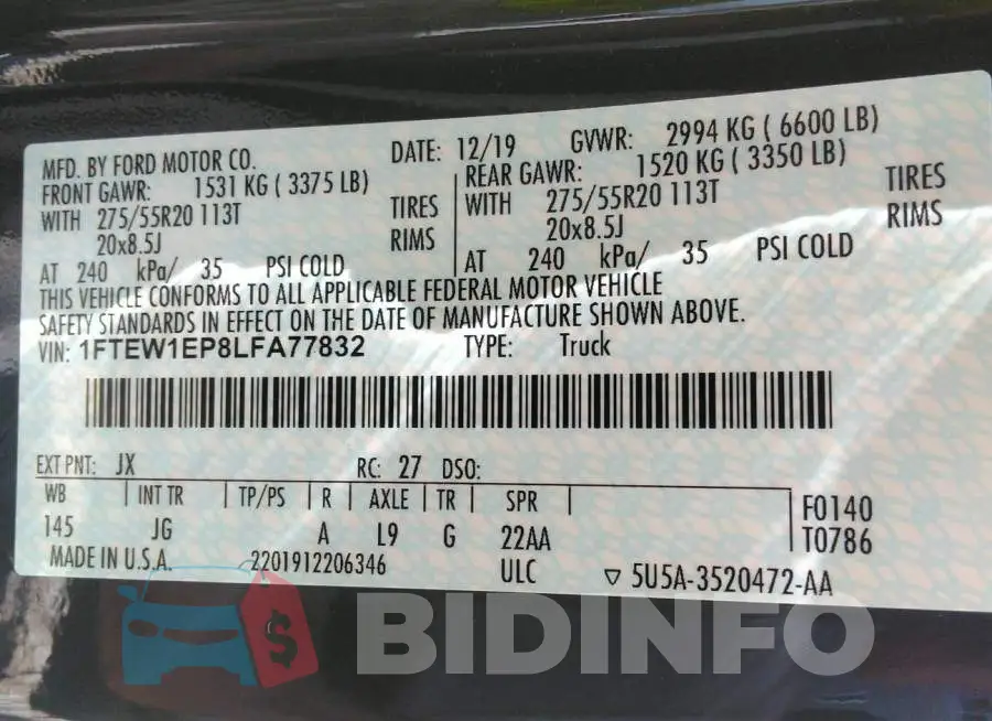 1FTEW1EP8LFA77832 Photo# 9