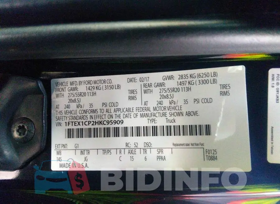 1FTEX1CP2HKC95909 Photo# 9