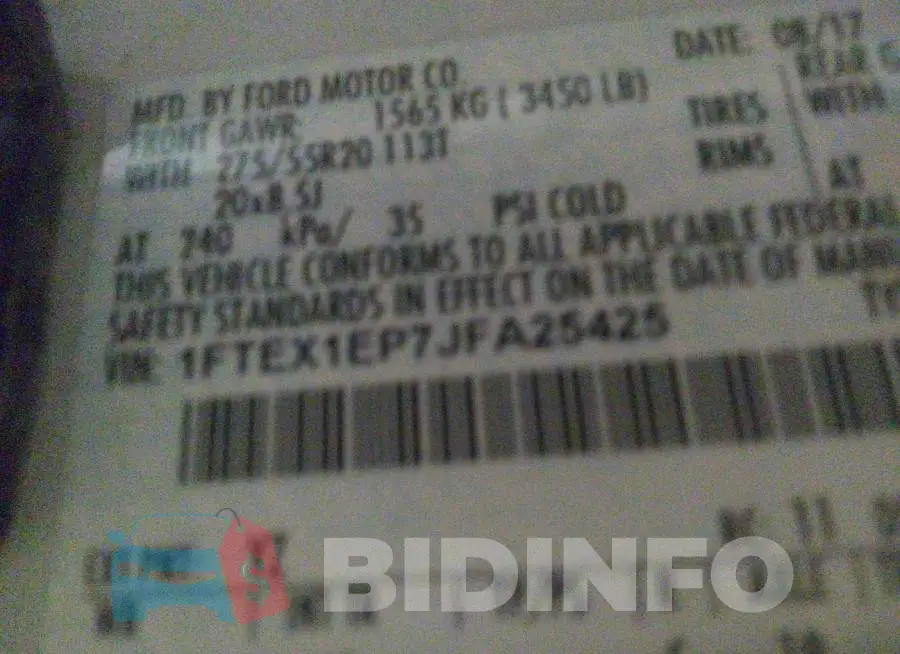 1FTEX1EP7JFA25425 Photo# 9