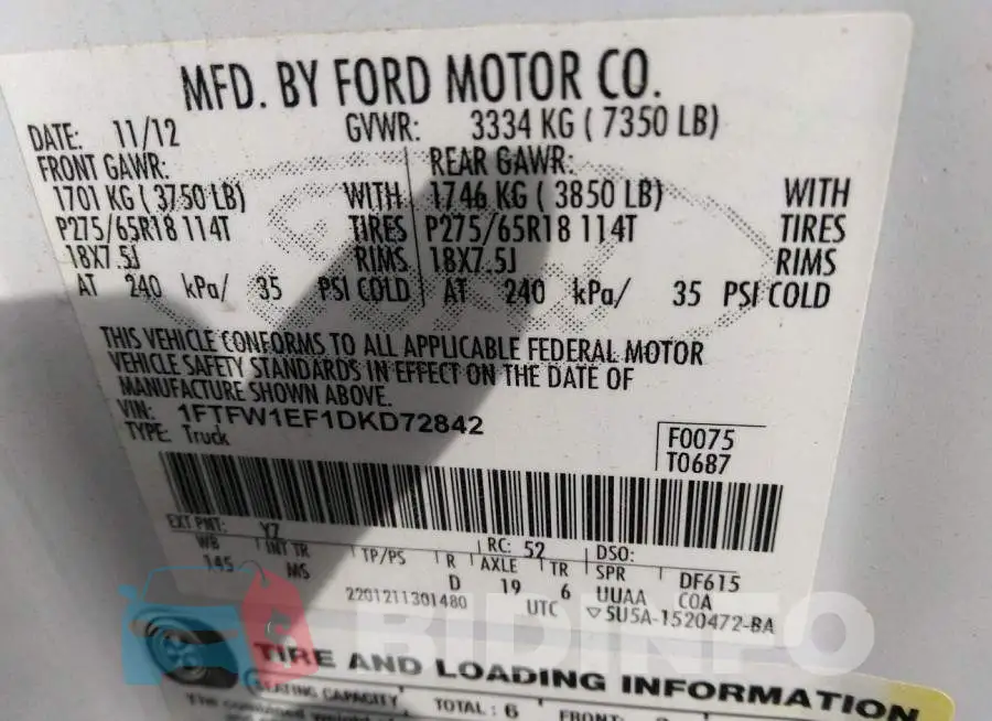 1FTFW1EF1DKD72842 Photo# 9