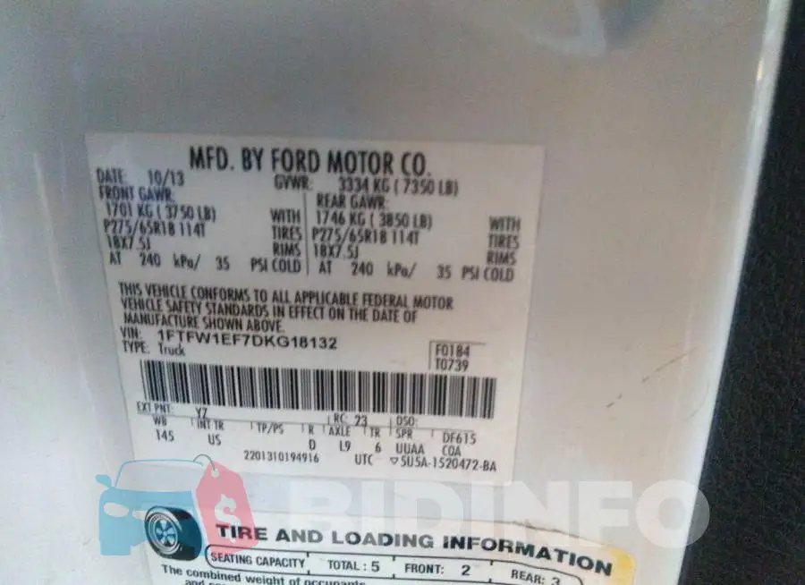 1FTFW1EF7DKG18132 Photo# 9