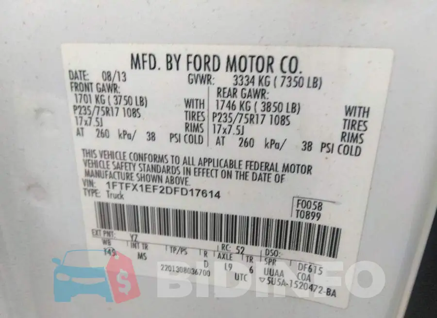 1FTFX1EF2DFD17614 Photo# 9