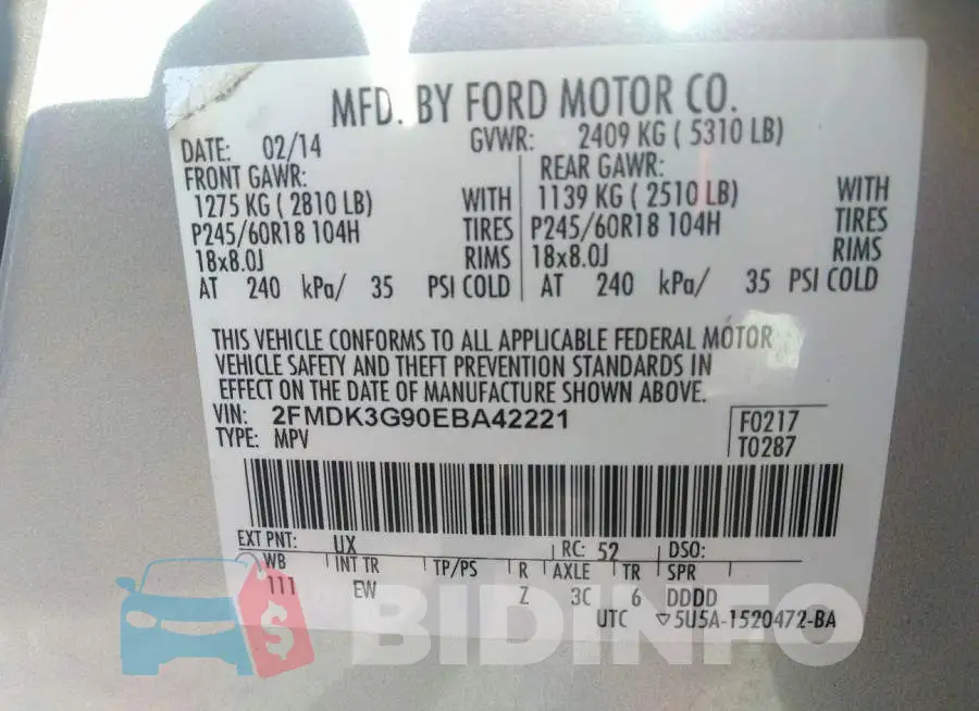 2FMDK3G90EBA42221 Photo# 9