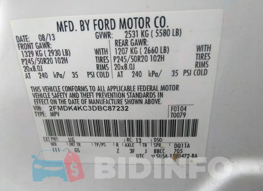 2FMDK4KC3DBC87232 Photo# 8
