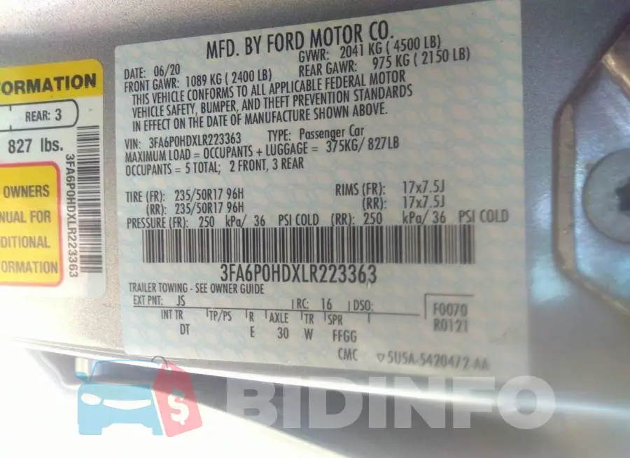 3FA6P0HDXLR223363 Photo# 9