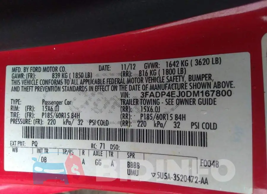 3FADP4EJ0DM167800 Photo# 9