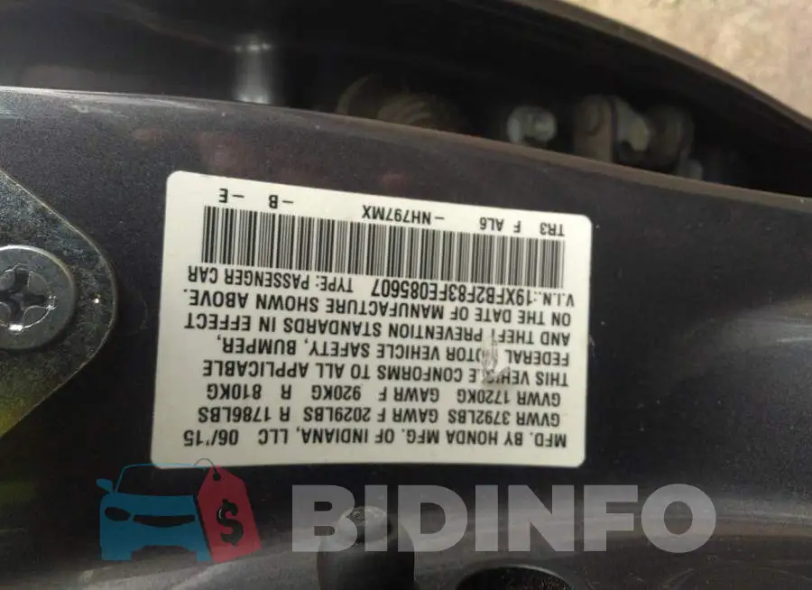 19XFB2F83FE085607 Photo# 9