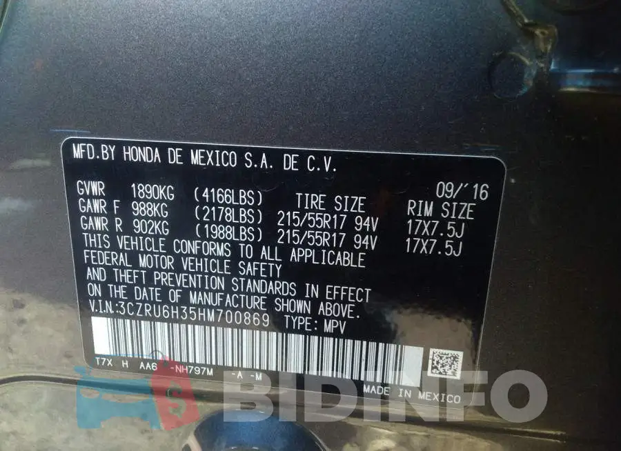 3CZRU6H35HM700869 Photo# 9